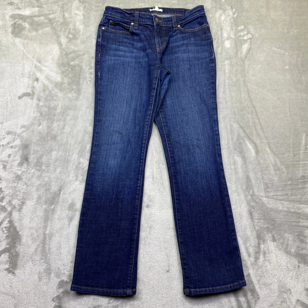 Eileen Fisher Women Straight Leg Jeans Dark Wash Organic Cotton Sz 6 Fits 27" - Picture 1 of 9
